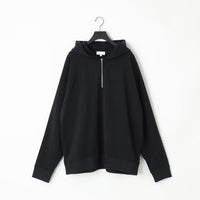 KANEMASA PHIL 28G Cupro Half Zip Hoodie BLACK(Night Black)