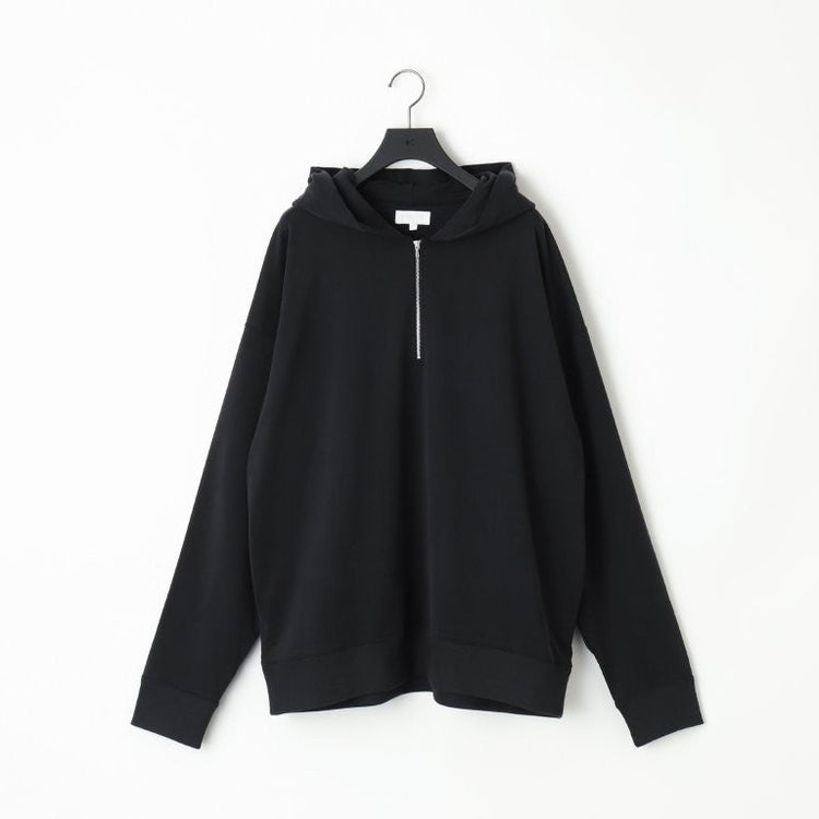 KANEMASA PHIL 28G Cupro Half Zip Hoodie BLACK(Night Black)