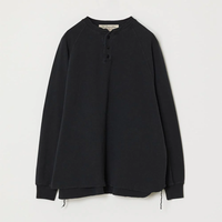 REMI RELIEF Double-Tucked Henley Neck Long-Sleeve T-Shirt