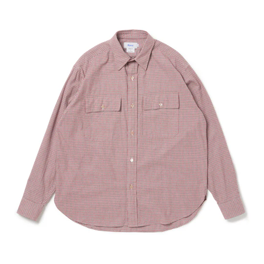 Riprap FLAP POCKET SHIRT (COTTON VIYELLA) WHITE/RUST