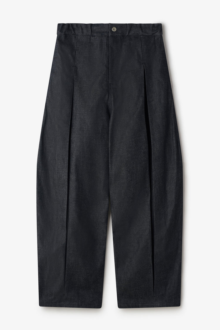 sage NATION BOX PLEAT TROUSER DENIM RAW BLACK