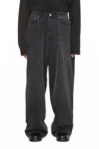 CODA BLACK WASHED DISTRESSED EXTENDED CUT LUFT JEANS