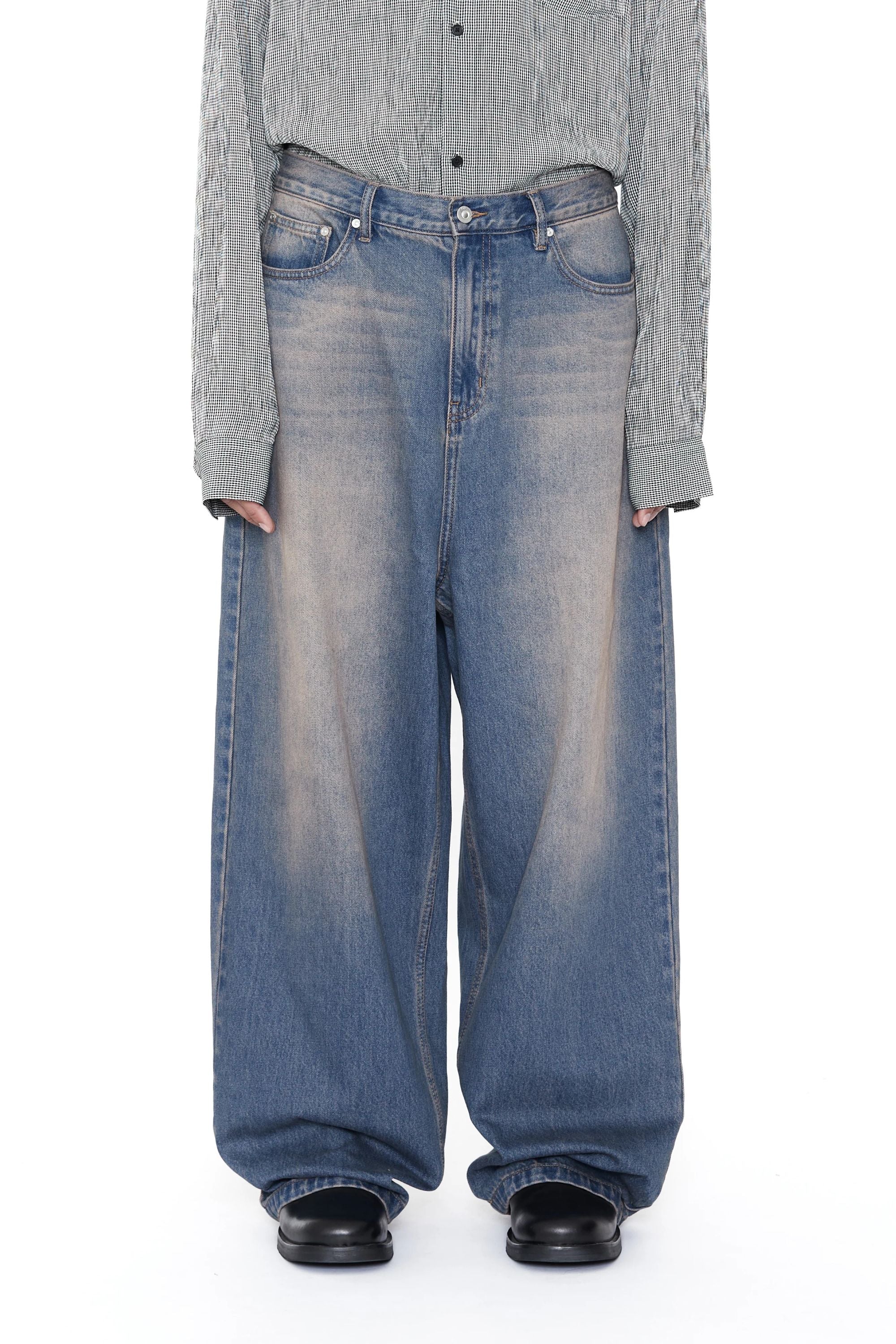 CODA DUST INDIGO ACID WASHED EXTENDED CUT LUFT JEANS – CASDAY