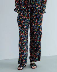 MEYAME COZY PANTS (FLOWER) MEY-2319 BLACK