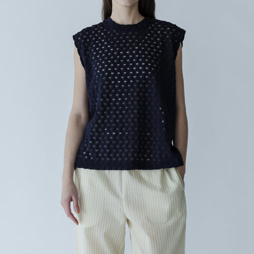 MEYAME / FRONT &amp; BACK LACE SLEEVELESS NAVY