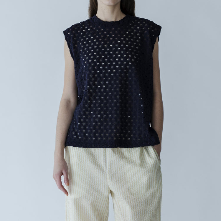 MEYAME / FRONT &amp; BACK LACE SLEEVELESS NAVY