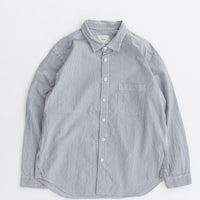 RINEN / 80/2 Downproof Regular Collar Shirt 71. Stripe White x Navy