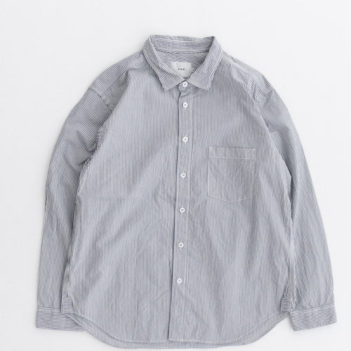 RINEN / 80/2 Downproof Regular Collar Shirt 71. Stripe White x Navy