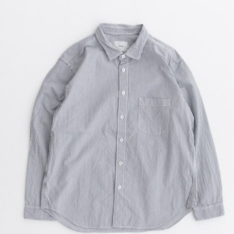 RINEN / 80/2 Downproof Regular Collar Shirt 71. Stripe White x Navy