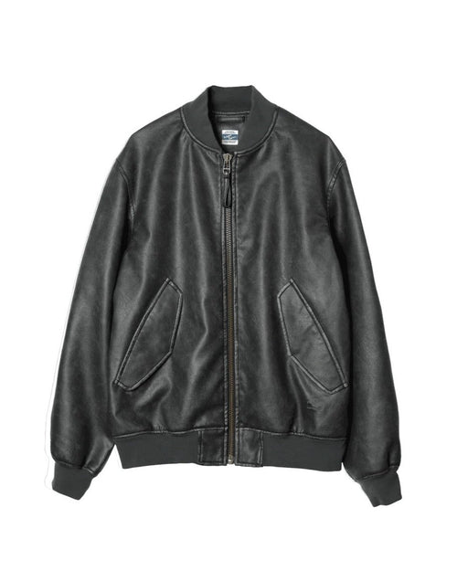 ARMY TWILL VEGAN LEATHER BLOUSON