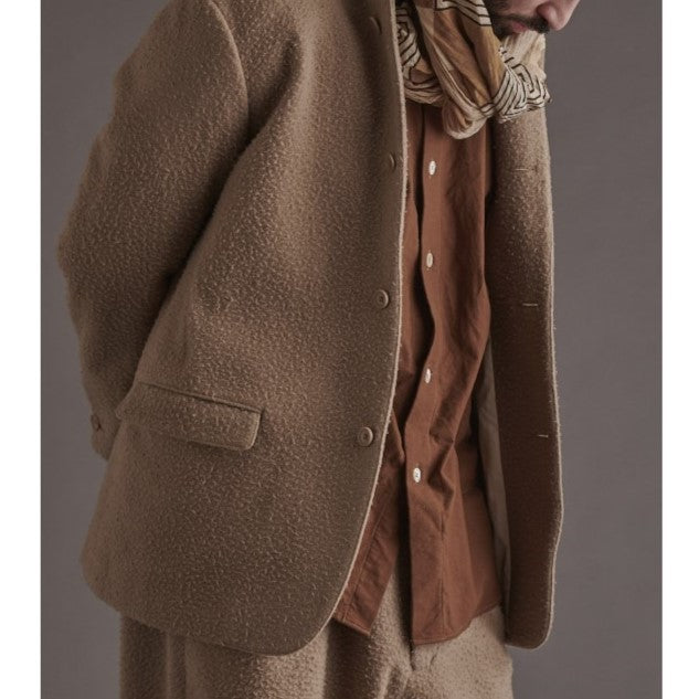 HAVERSACK / 塩縮ネル バンドカラーオーバーシャツ　BLACK