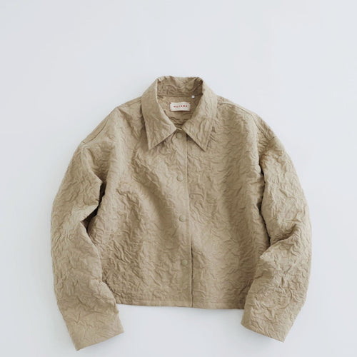 MEYAME / FLORAL SHORT COACH JACKET BEIGE