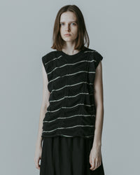 MEYAME　TUCKED JACQUARD BORDER SLEEVELESS MEY-2404 BLACK