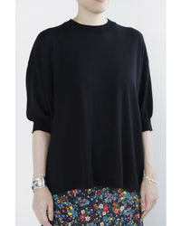 MEYAME  COTTON KNIT TEE BLACK