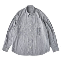PORTER CLASSIC / ROLL UP STRIPE SHIRT BLACK