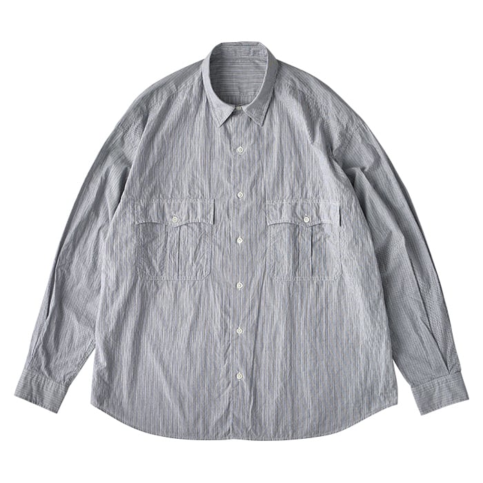 PORTER CLASSIC / ROLL UP STRIPE SHIRT BLACK