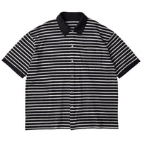PORTER CLASSIC H/W BEATNIK BORDER OPEN POLO SHIRT BLACK