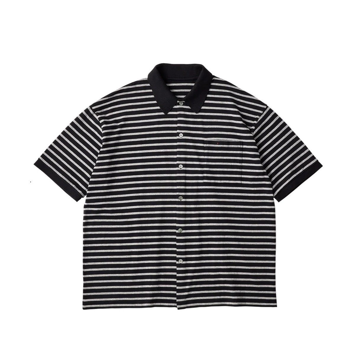 PORTER CLASSIC H/W BEATNIK BORDER OPEN POLO SHIRT BLACK – CASDAY
