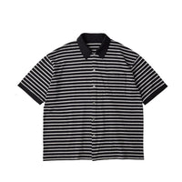 PORTER CLASSIC H/W BEATNIK BORDER OPEN POLO SHIRT BLACK