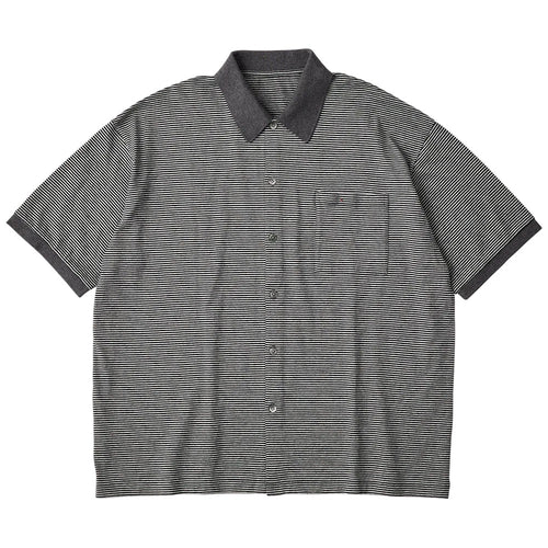 PORTER CLASSIC H/W BEATNIK BORDER OPEN POLO SHIRT GRAY BLACK