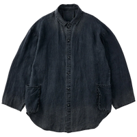 PORTER CLASSIC  BLACK LINEN SHIRT JACKET
