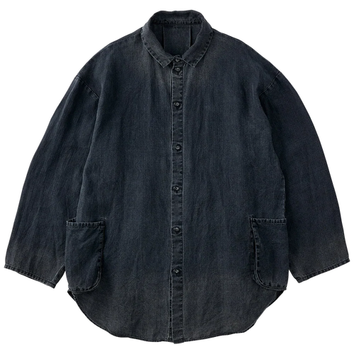 PORTER CLASSIC BLACK LINEN SHIRT JACKET