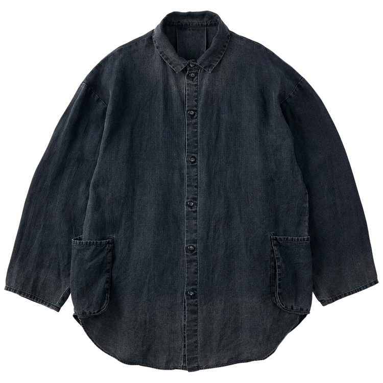 PORTER CLASSIC  BLACK LINEN SHIRT JACKET
