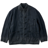 PORTER CLASSIC  BLACK LINEN CHINESE JACKET