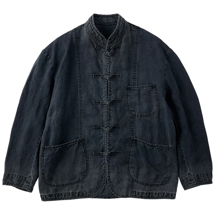 PORTER CLASSIC  BLACK LINEN CHINESE JACKET