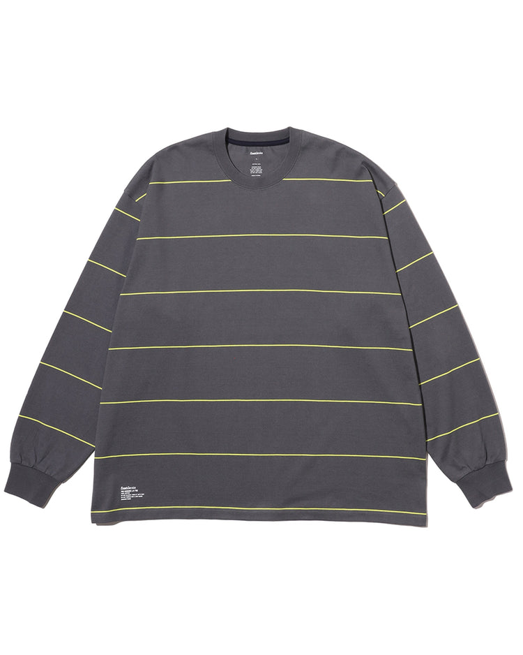 FreshService  PIN BORDER L/S TEE GRAY*YELLOW