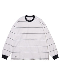 FreshService  PIN BORDER L/S TEE WHITE*NAVY