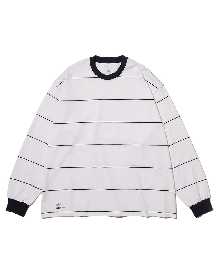 FreshService  PIN BORDER L/S TEE WHITE*NAVY