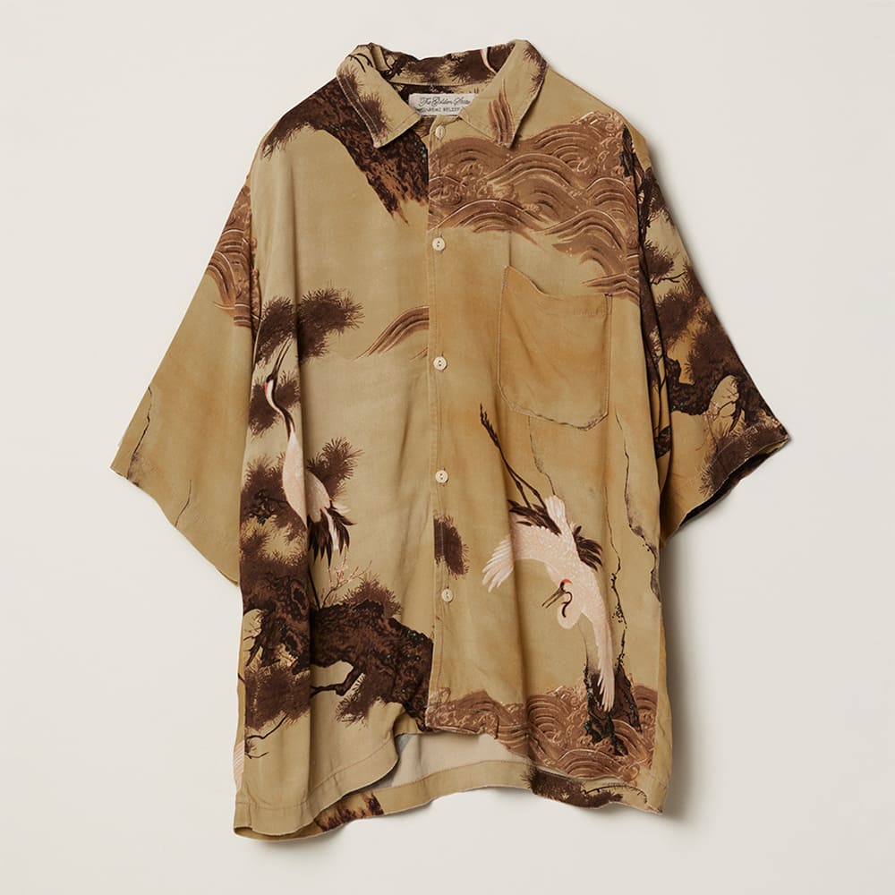 REMI RELIEF Crane Pattern Aloha Shirt RN30389013 BEIGE – CASDAY