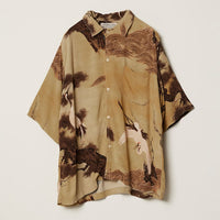 REMI RELIEF Crane Pattern Aloha Shirt RN30389013 BEIGE