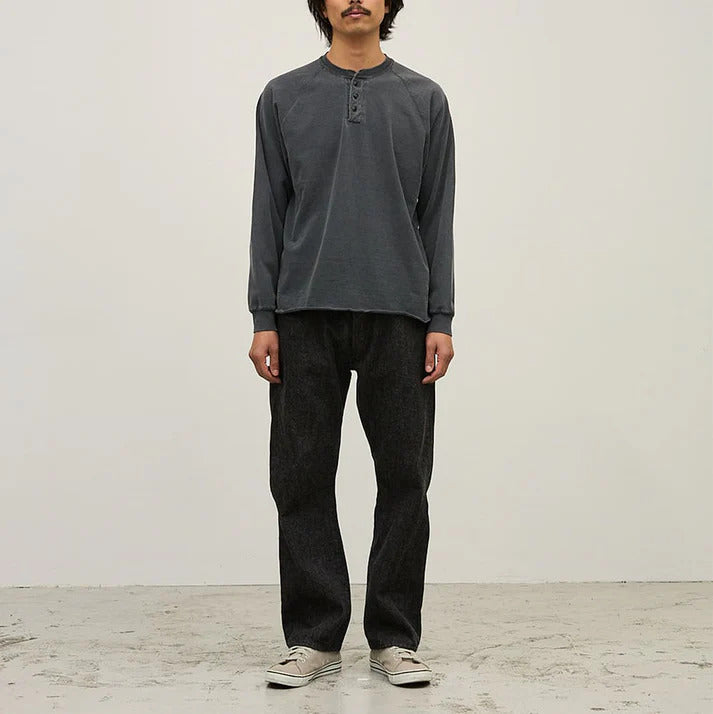REMI RELIEF SP加⼯8/天竺ラグランヘンリーロンT(無地)  BLACK