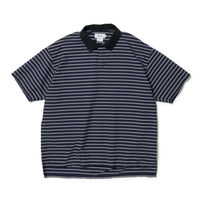 Riprap / POLO SHAPED SH S/S(POPLIN/TYPEWRITER BORDER) NAVY*WHITE