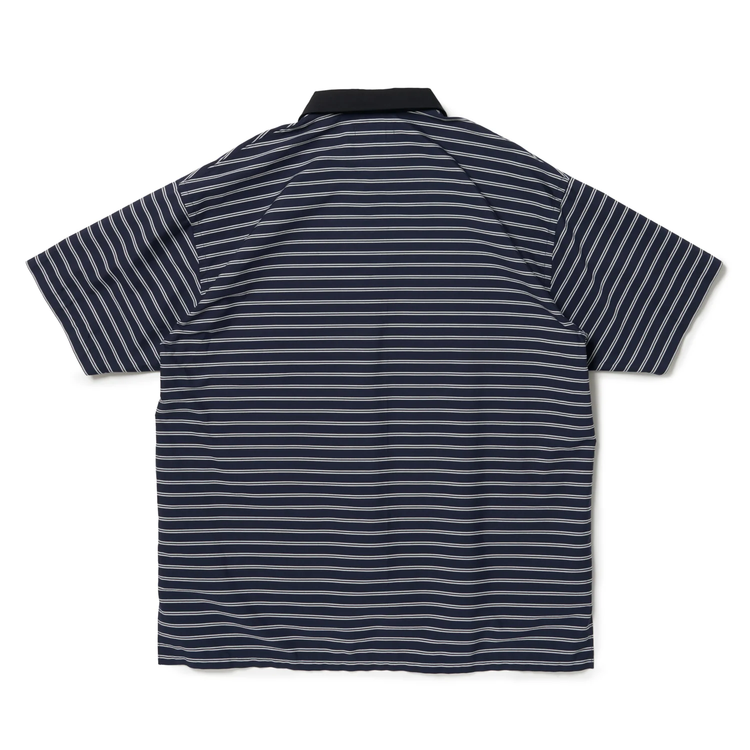 Riprap / POLO SHAPED SH S/S(POPLIN/TYPEWRITER BORDER) DK BROWN*BROWN