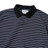 Riprap / POLO SHAPED SH S/S(POPLIN/TYPEWRITER BORDER) NAVY*WHITE