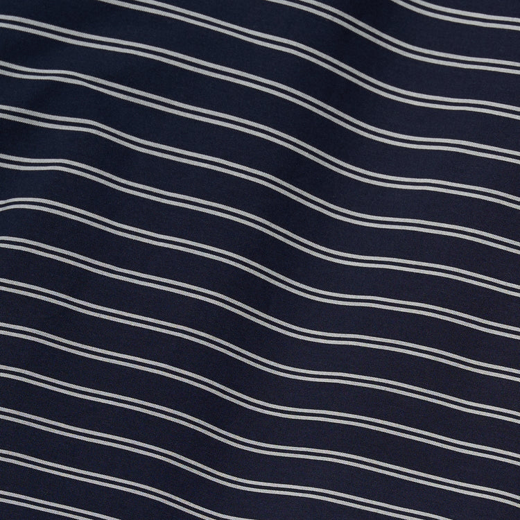 Riprap / POLO SHAPED SH S/S(POPLIN/TYPEWRITER BORDER) NAVY*WHITE