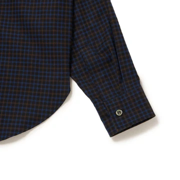 Riprap FLAP POCKET SHIRT (COTTON VIYELLA) NAVY/BROWN