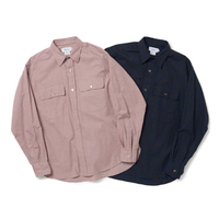 Riprap FLAP POCKET SHIRT (COTTON VIYELLA) NAVY/BROWN