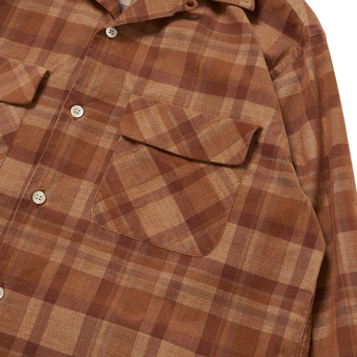 Riprap OPEN COLLAR SH L/S (21W PLAID CORDS) BRICK