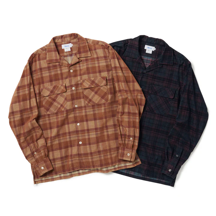 Riprap OPEN COLLAR SH L/S (21W PLAID CORDS) BRICK