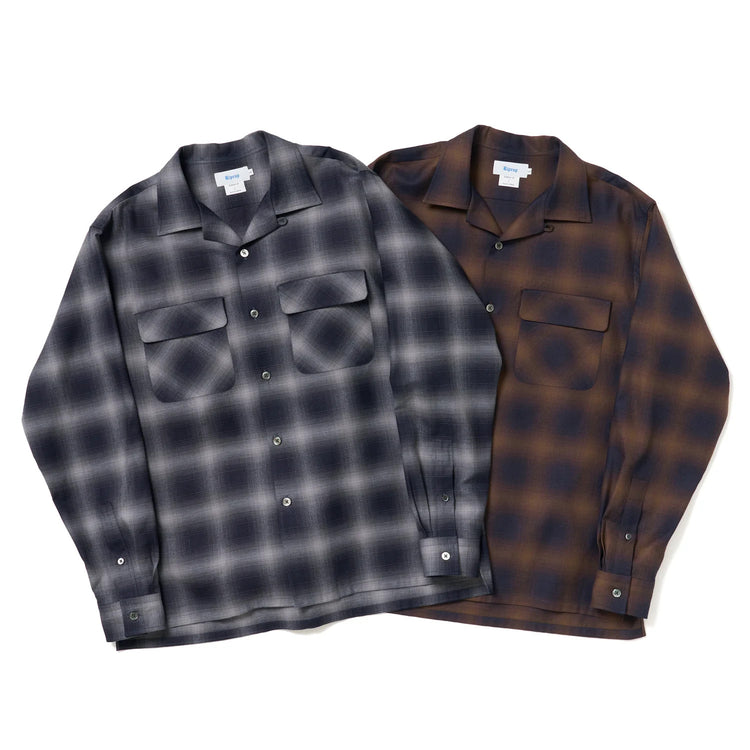 Riprap  OPEN COLLAR SH L/S (INDIGO SHADOW PATTERN) RRS2202 BROWN/INDIGO