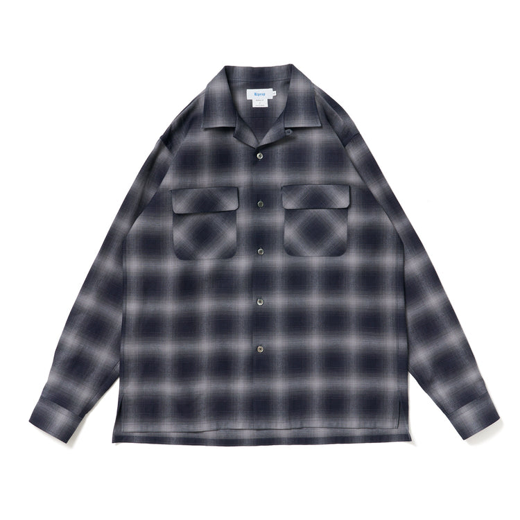 Riprap  OPEN COLLAR SH L/S (INDIGO SHADOW PATTERN) RRS2202 GRAY/INDIGO
