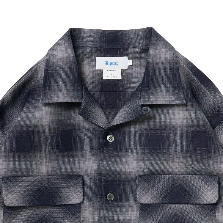 Riprap  OPEN COLLAR SH L/S (INDIGO SHADOW PATTERN) RRS2202 GRAY/INDIGO