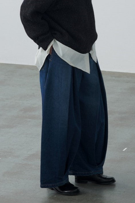 sage NATION BOX PLEAT TROUSER DENIM RAW DENIM – CASDAY