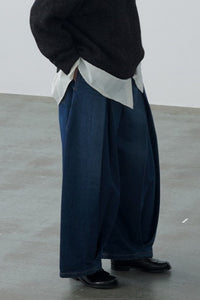 sage NATION BOX PLEAT TROUSER DENIM RAW DENIM