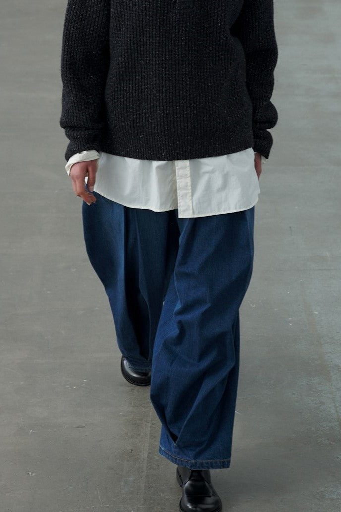 sage NATION BOX PLEAT TROUSER DENIM RAW DENIM