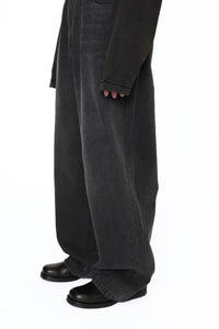 CODA BLACK WASHED DISTRESSED EXTENDED CUT LUFT JEANS